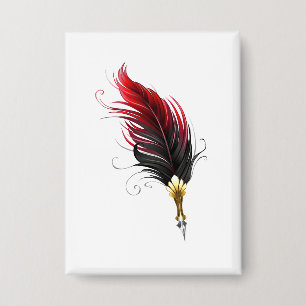 Badge Stylo rouge en plumes avec nib or