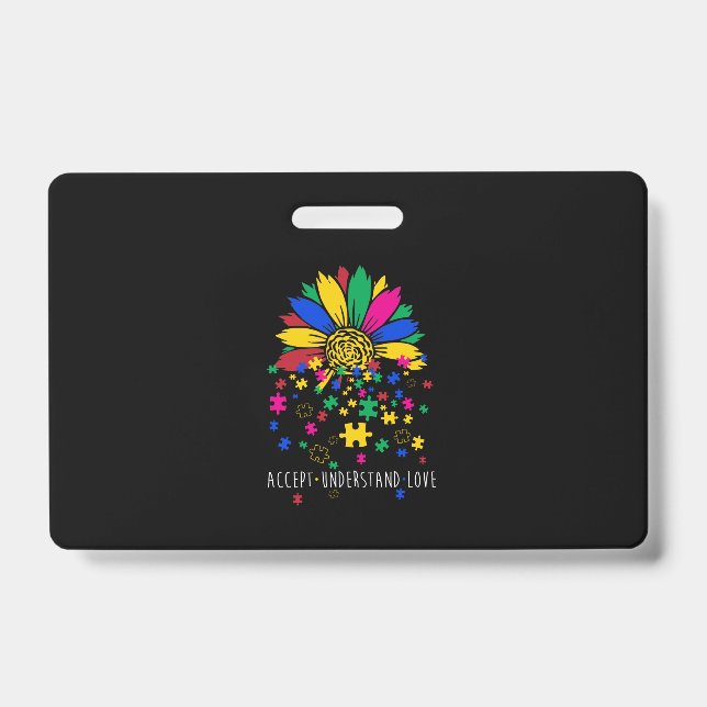 Badge Sunflower Accepter Comprendre l'Amour Monde Autism (Avant)