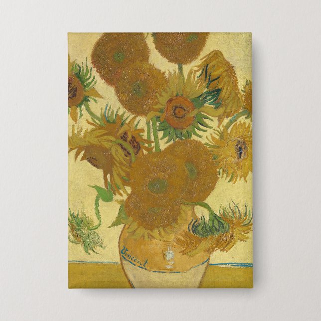 Badge Sunflowers, Still Life Oil Painting, Van Gogh (Recto)