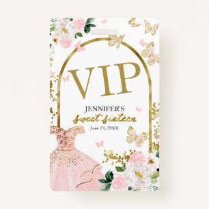 Badge Sweet 16 Blush Floral Anniversaire 16 Anniversaire