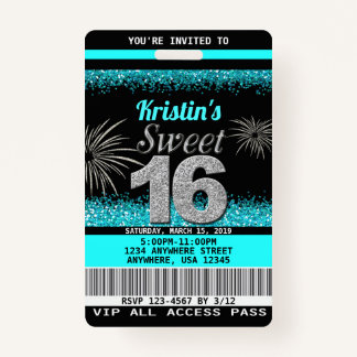 Badge Sweet 16 Invitations d'anniversaire