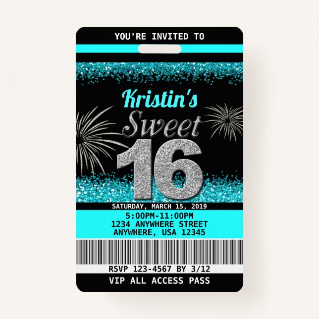 Badge Sweet 16 Invitations d'anniversaire (Devant)
