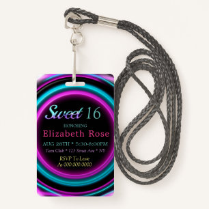 Badge Sweet 16 Neon fête d'anniversaire