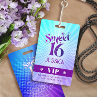 Sweet 16 Super Purple Blue Gradient Boho VIP Pass