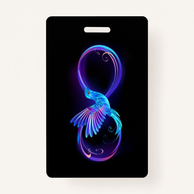 Badge Symbole de Neon Infinity par Glowing Hummingbird (Devant)