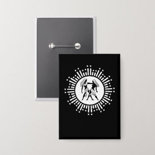Badge Symbole Gemini Zodiac avec étoiles Noir et Blanc