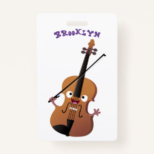 Badge Sympa drôle violon personnage de dessin animé