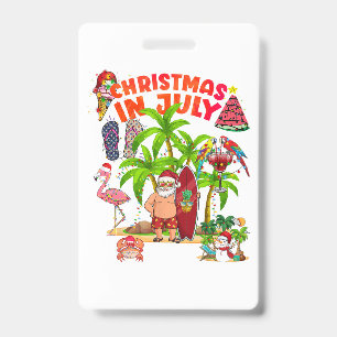 Badge T-Shirt Noël en Juillet Santa Plage Été Été