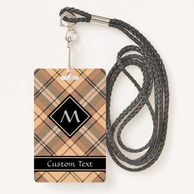 Badge Tartan beige et Brown (Devant avec lanière)