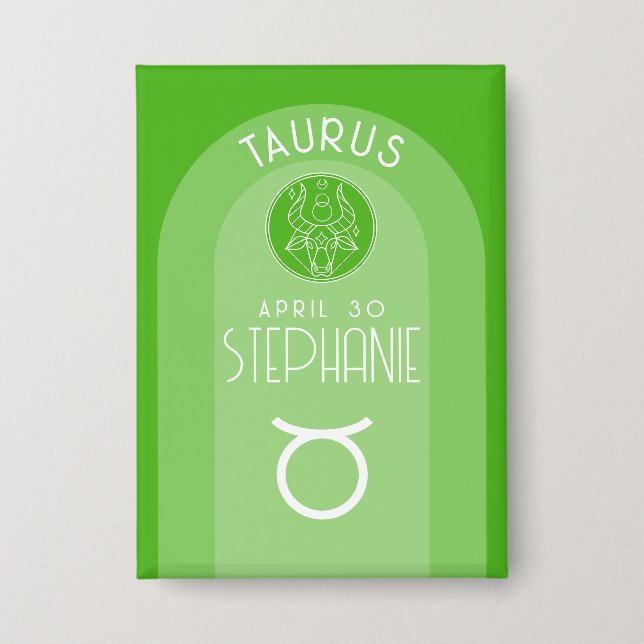 Badge Taurus Zodiac Personnalisé Anniversaire Photo Astr (Recto)