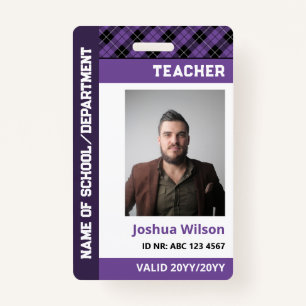 Badge Teacher de l'école avec carte d'identité photo vio