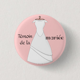 Badge témoin de la mariée rose