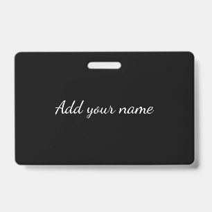 Badge Texte de message de nom ajouté solide noir ici jet
