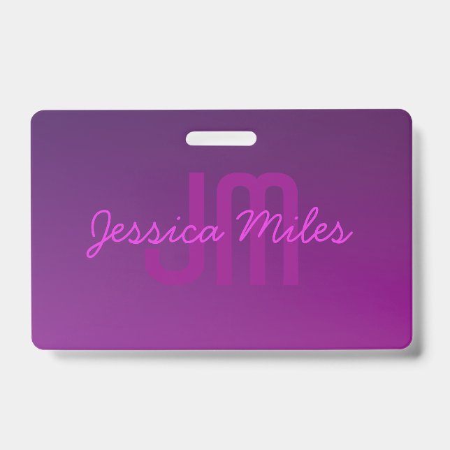 Badge Texte monogramme modifiable moderne & Ombre violet (Avant)