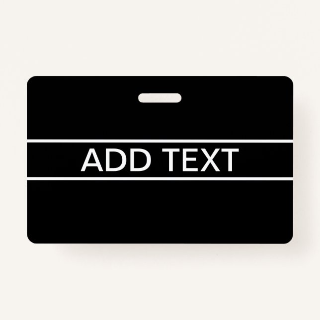 Badge Texte personnalisable | Bold Modern Black & White (Devant)