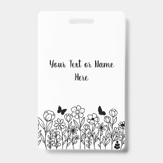 Badge Texte personnalisé avec fleurs