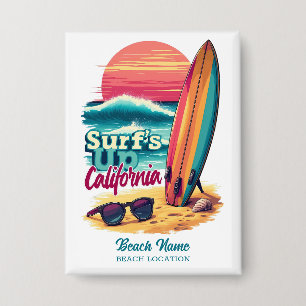 Badge Texte personnalisé Californie Surf