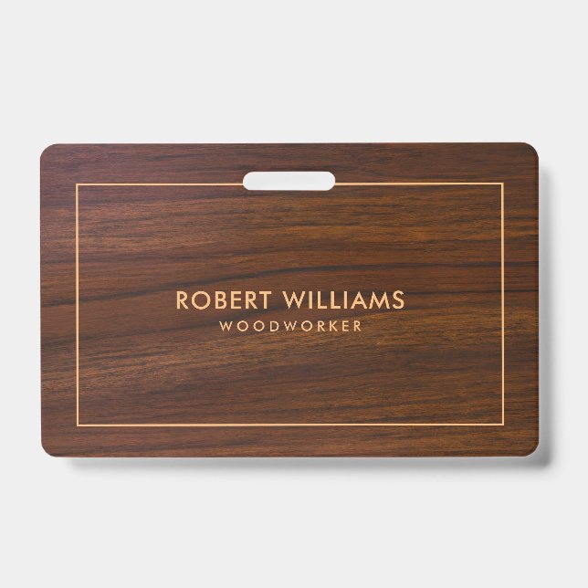 Badge Texture de bois brun foncé (Avant)