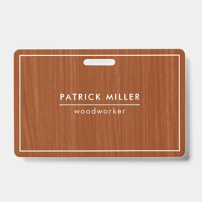 Badge Texture en bois Brown Imprimer Typographie blanche (Avant)