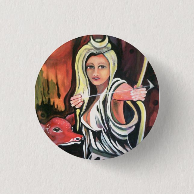 Badge: the Hunteress. 1 Inch Round Button (Front)