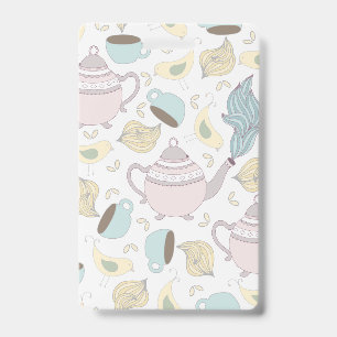 Badge Thé vintage jaune d'oiseau Pastel Blue Cup Tea
