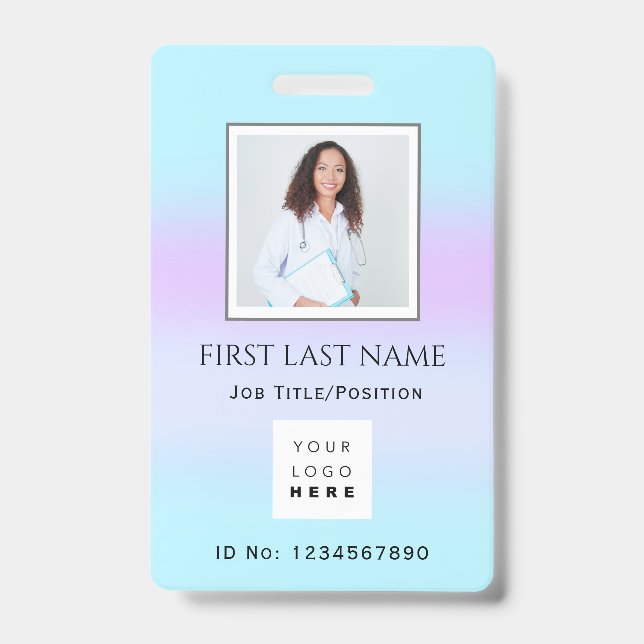 Badge Thérapeute de photo de code-barres  Infirmière méd (Avant)