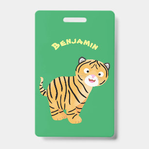 Badge Tigreau de dessin animé mignon et heureux