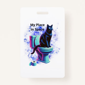 Badge Toilette de chat Noir Cosmique - Vaporwave Surreal
