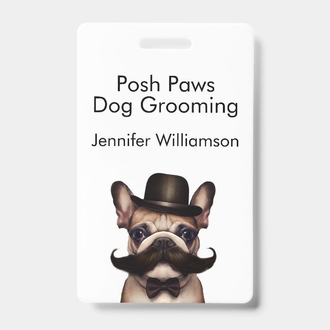 Badge Toiletteur pour chiens Code QR drôle  (Avant)