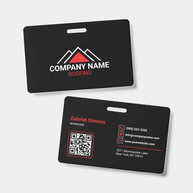 Badge Toiture du bâtiment Red Triangle moderne Code QR (Avant & arrière)