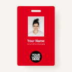 Total photo de l'employé rouge, code barre, logo,