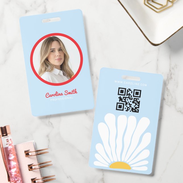 Badge Tournesol groovy rétro boho affaires  (Bureau)