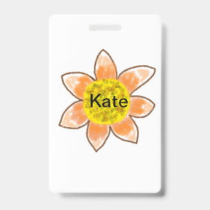 Badge Tournesol jaune orange brun ajouter nom texte flor