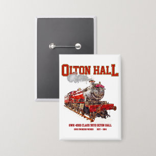 Badge Train à vapeur vintage Olton Hall locomotive angla