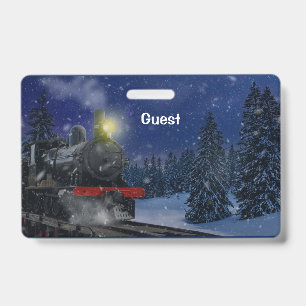 Badge Train de Noël dans la neige