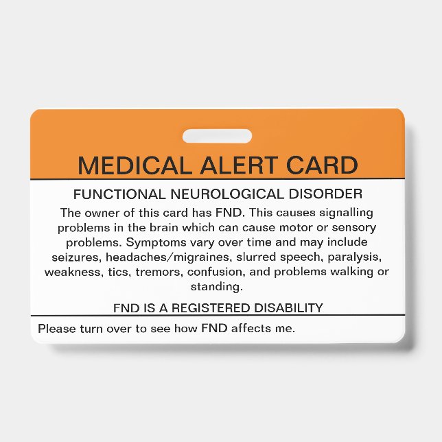 Badge Trouble neurologique fonctionnel Insigne Médicale (Avant)