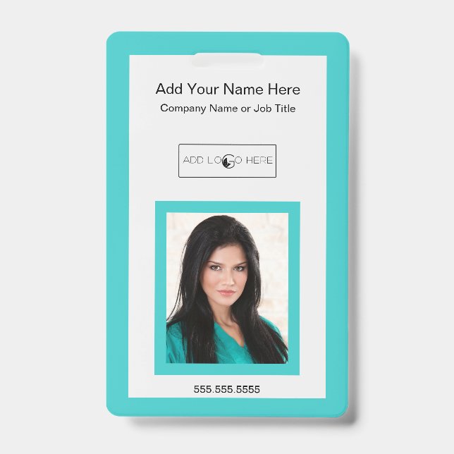 Badge Turquoise ajouter l'identification du logo photo (Face)