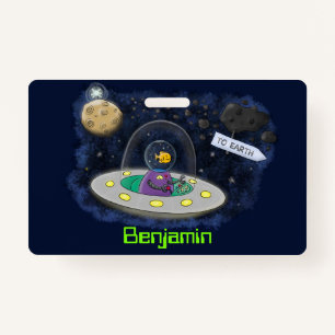 Badge Un joli poisson heureux dans l'espace dessin animé