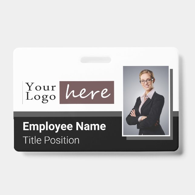 Badge Une photo de style horizontal Logo Nom de l'employ (Avant)