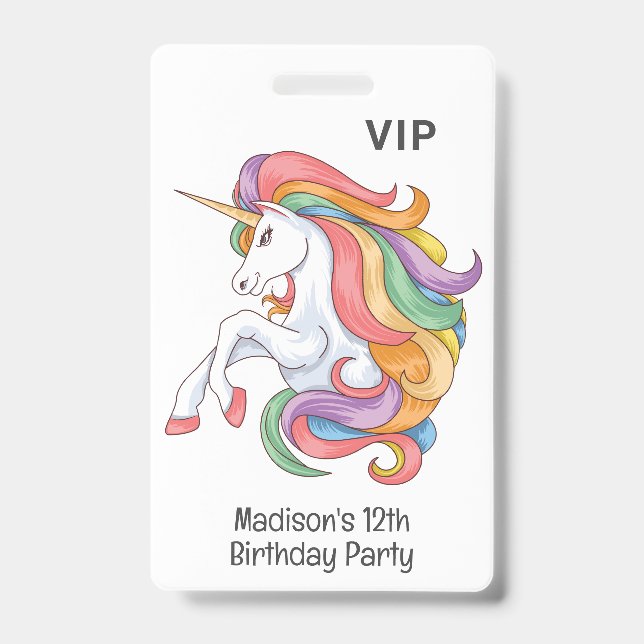 Badge Unicorne couleur nom et texte personnalisé (Avant)