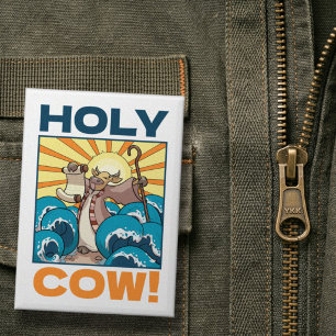 Badge Vache drôle Vache sacrée ! Jeu de mots visuel Dess