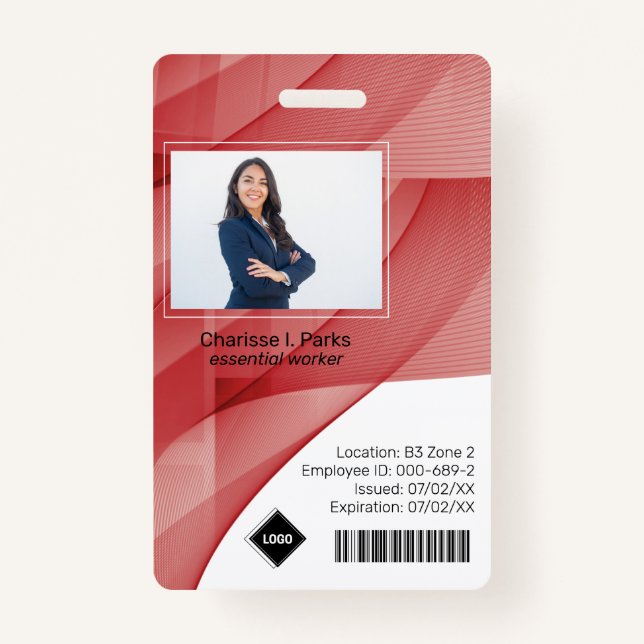 Badge Vague rouge | ID photo de l'employé Sécurité de la (Devant)