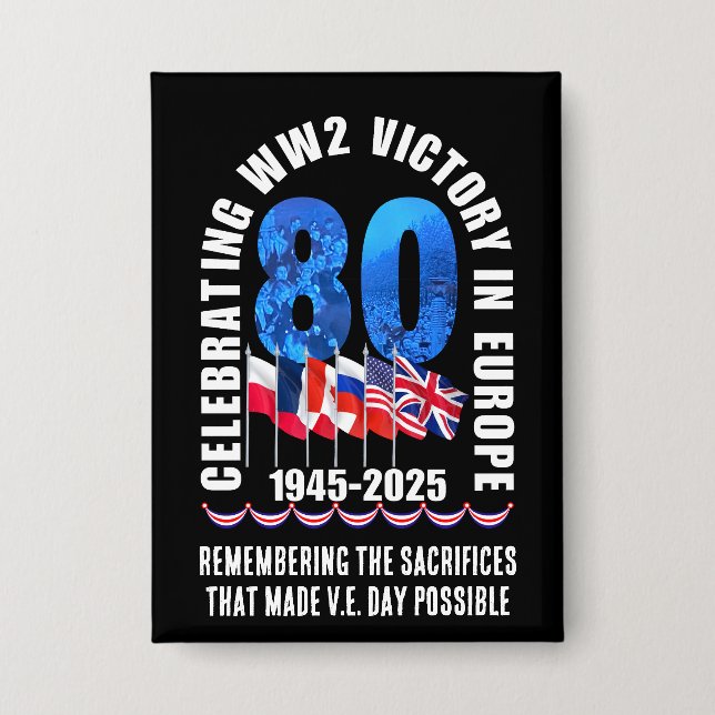 Badge VE DAY 80e anniversaire Victoire en Europe 2ÈME GU (Recto)