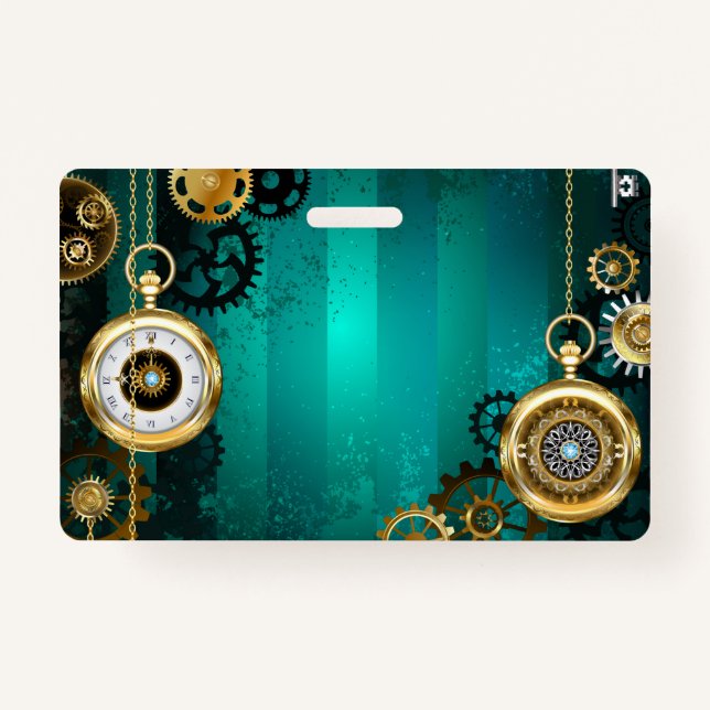 Badge Veille bijoux Steampunk sur un Arrière - plan vert (Devant)