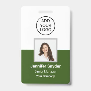 Badge Vert, ID photo de l'employé avec code QR, société