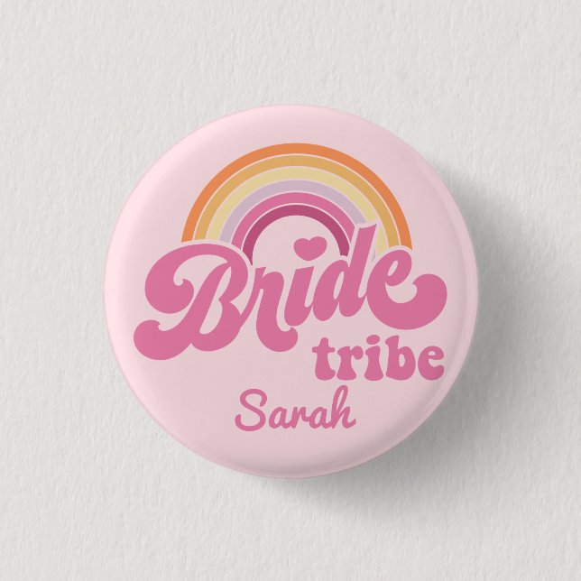 Badge Vintage Tribue de la Mariée Arc-en-Ciel (Devant)