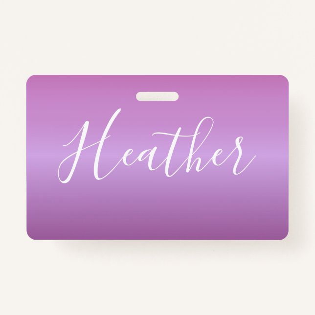 Badge Violet violet et script blanc personnalisé (Devant)