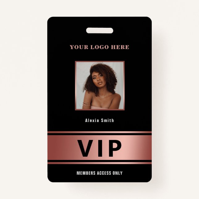Badge VIP Access Membre uniquement rose or glam photo (Devant)