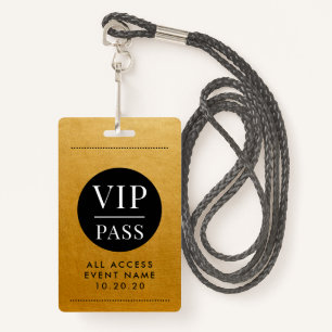 Badge VIP All Access Event Gold Metallic Foil Gold Black