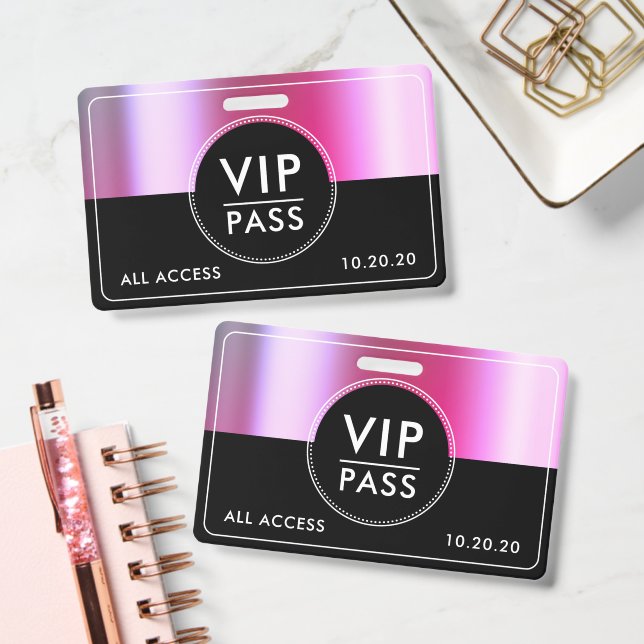 Badge VIP All Access Event Metallic Silver Black (Office)